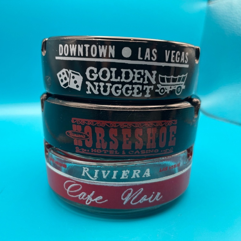 Golden Nugget, Riviera Casino, Binion’s Horseshoe Vegas cigarette ashtray Lot 3